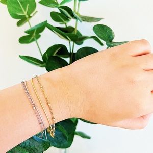 Double layer minimal gold silver bracelet